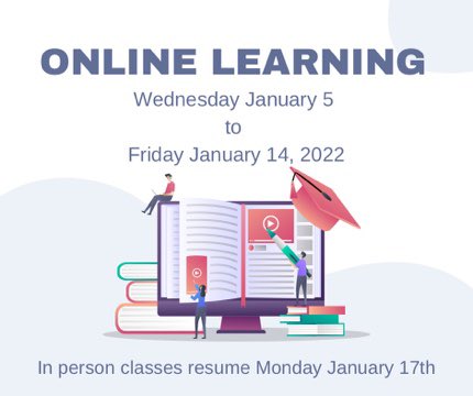 DavidSuzukiSS's tweet photo. Hey Grizzlies, we’re back to class with ONLINE LEARNING starting tomorrow, January 5th. Make sure you’ve checked for communication from your teachers about how to access your classes via MS Teams or Google Meet. Check ⬇️ for some important info. Hope to see your faces soon! https://t.co/pQPG446uXd