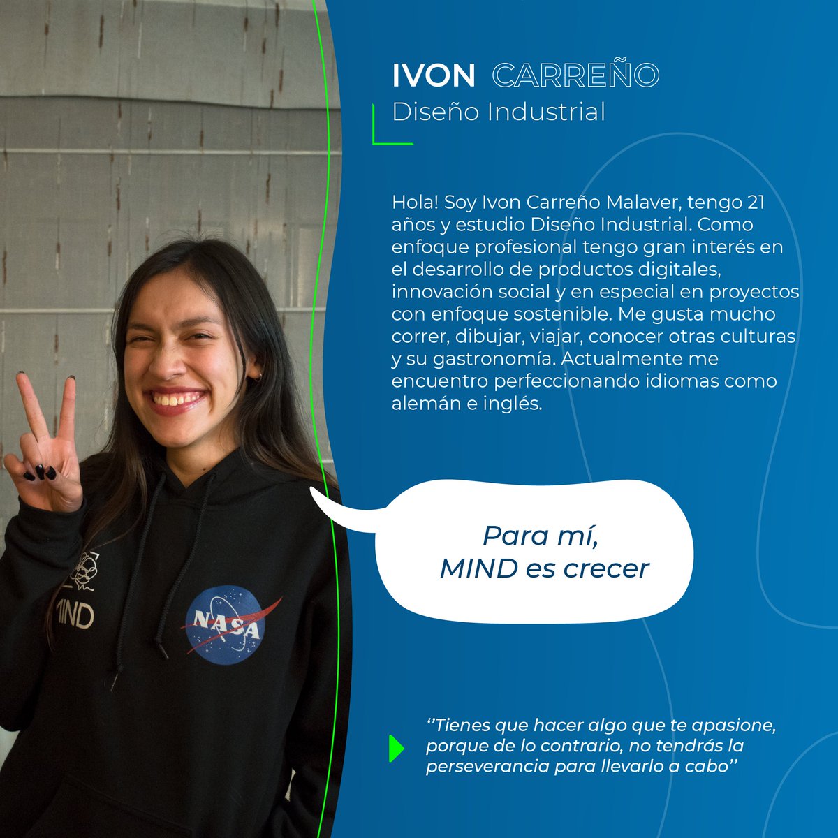 Hola! Yo soy Ivon Carreño! 🧠🚀
#SomosMIND #SomosUNAL
<a href="/RoverChallenge/">Noxlee (Poc for nasa)</a>
<a href="/IvonMalaver/">Ivon Malaver</a> 
#humanexplorationroverchallenge #nasa #roverchallenge2022