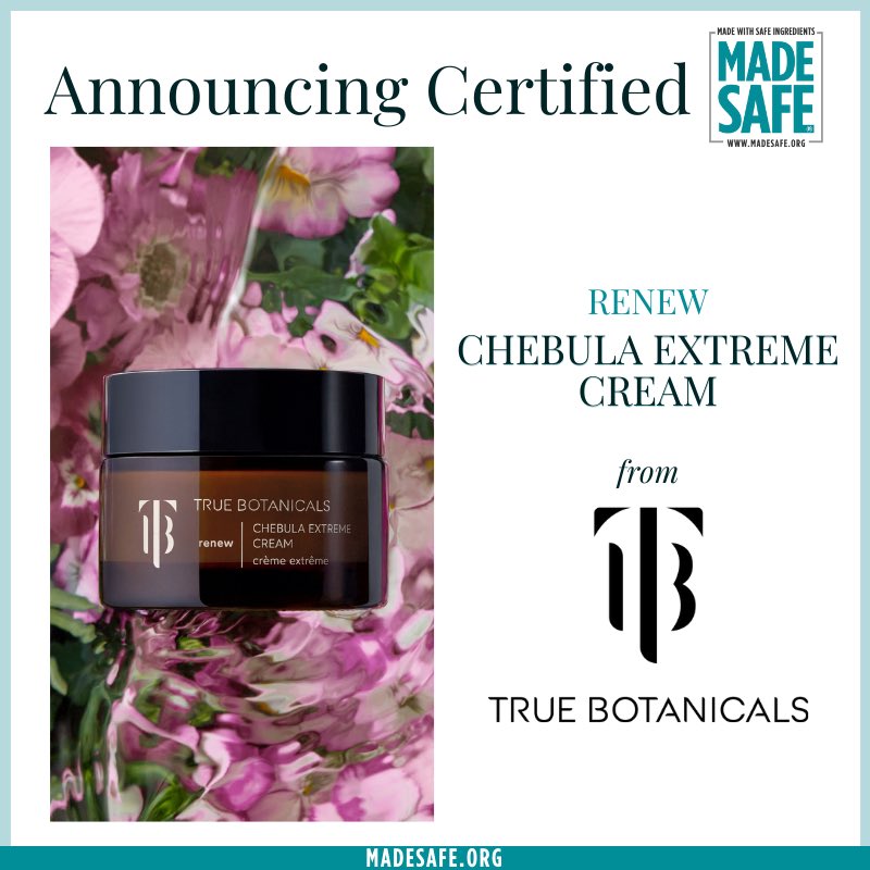 madesafehq's tweet photo. Join us in congratulating @truebotanicals for earning MADE SAFE Certification for their Chebula Extreme Cream. https://t.co/8UuBNUHXXM #truebotanicals #cleanbeauty #madesafe #skincare #beauty https://t.co/3uGX9YSLHg