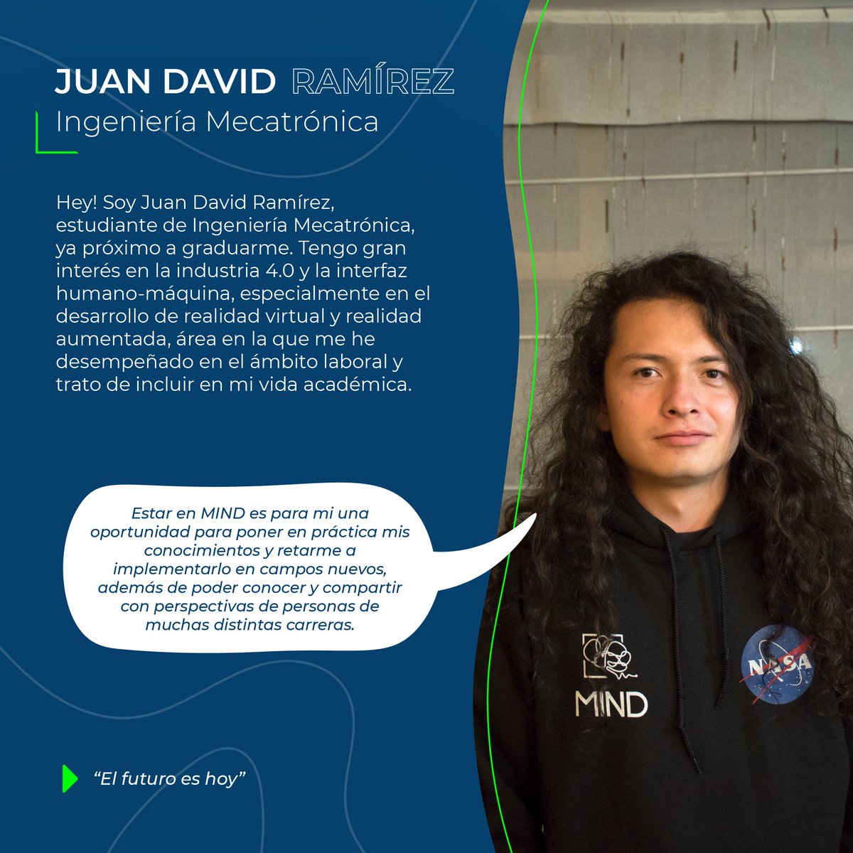 Hola! Yo soy Juan David! 🧠🚀
#SomosMIND #SomosUNAL
<a href="/RoverChallenge/">Noxlee (Poc for nasa)</a>

#humanexplorationroverchallenge #nasa #roverchallenge2022