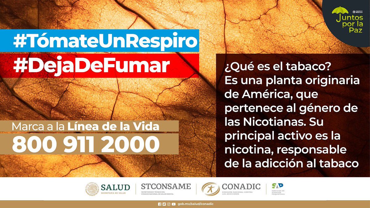 juntosxlapazmx's tweet photo. Al reflexionar sobre cómo afectamos nuestra salud y la de los demás, podemos encontrar motivaciones para fortalecer buenos hábitos y mitigar factores de riesgo.

Si necesitas ayuda para #DejarDeFumar, llama a la Línea de la Vida ☎️ 800 911 2000.

#TómateUnRespiro #Dialoguemos https://t.co/qD55ZTmGjM