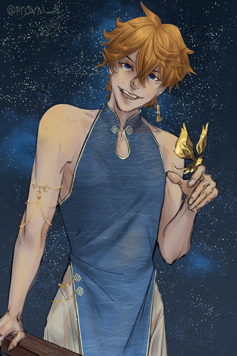 proval_s's tweet photo. If it weren't for @iambgtea, I would never have ventured to paint tartaglia. Thank for your wonderful fan fiction. #GenshinImapct #tartaglia https://t.co/GRt4QavAWB