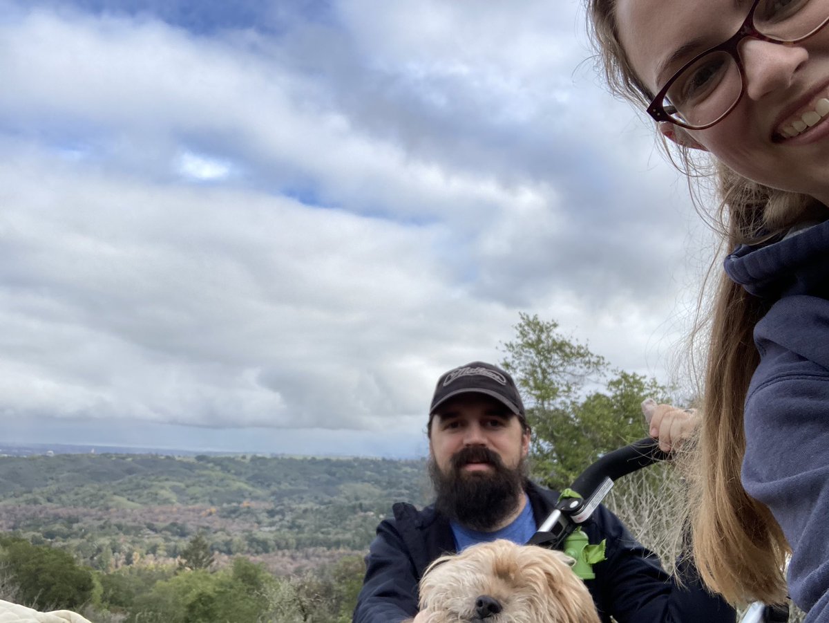 goodboygomer's tweet photo. Mom and Dad said their paws got muddy on our hike but… I don’t see it. #ridinginstyle #tuesdayadventure #hiking https://t.co/Wqagyp870n