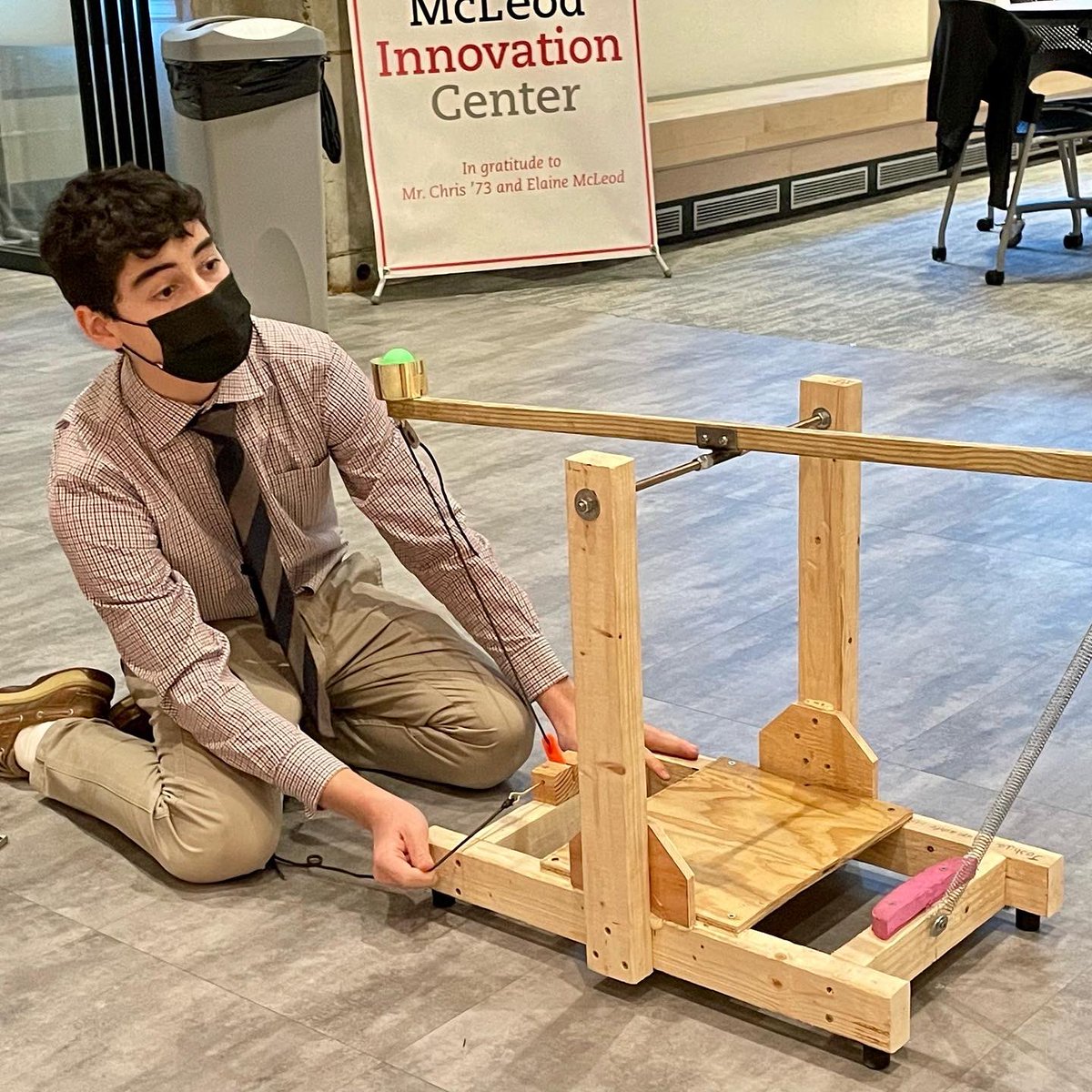 fairfieldprep's tweet image. Honors Physics students are designing and building catapults to achieve specific distance goals and learning about the laws of motion. Mr. Ford’s class tested their designs in the McLeod Innovation Center. #BeIgnited #BeInnovative #PrepSTEM #handsonlearning