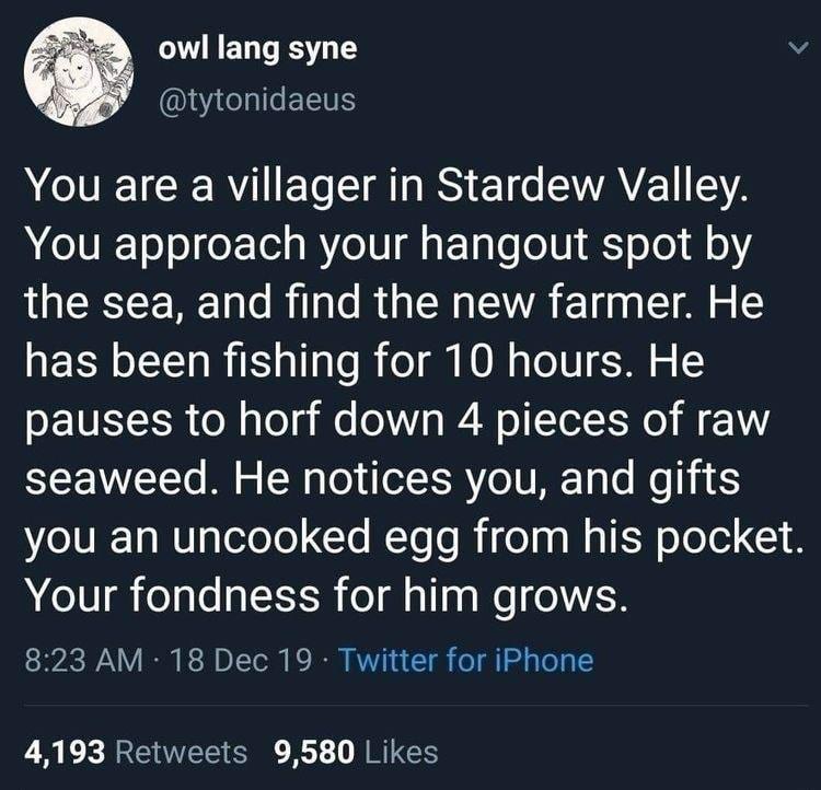 Me and my GF gutted ourselves laughing to this tweet. posted by u/JesseB1234. Post url: redd.it/rw7ijy #StardewValley #Stardew