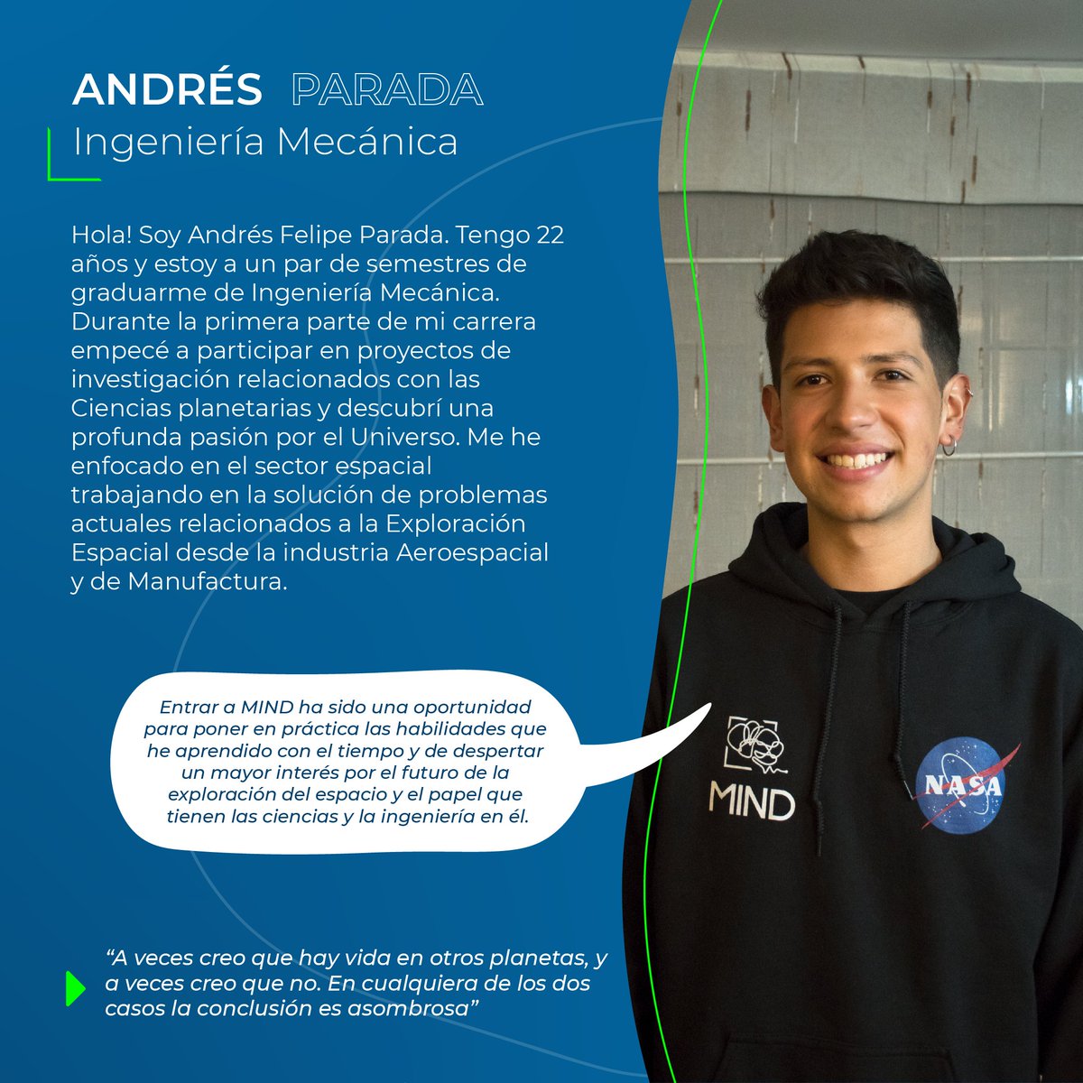 Hola! Yo soy Andrés! 🧠🚀
#SomosMIND #SomosUNAL
<a href="/RoverChallenge/">Noxlee (Poc for nasa)</a> 

#humanexplorationroverchallenge #nasa #roverchallenge2022