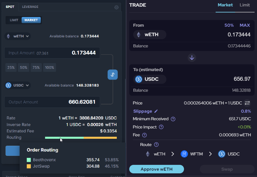 UniDexFinance's tweet photo. #UniDex consistently saves you money when trading

Instead of using a single DEX...
Be like this user who saves 0.6% when trading 😎

This trade routed through @beethoven_x and @Jetfuelfinance instead of the top 2 DEX's on #Fantom 

Start saving today ➡️ https://t.co/guAlQb8GTj https://t.co/5hVHU3pP5V