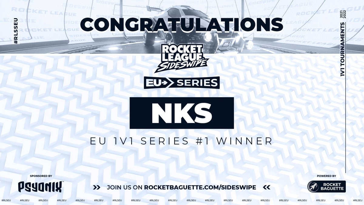 RocketBaguette's tweet photo. π A new #RLSideswipe champion has risen!
@NKS_RL takes the win in the first $1000 #RLSEU Series tournament!
Join us on Thursday for the $2000 2v2 Series #1!
Discord: https://t.co/ZS9jbGmL16
All info: https://t.co/zqjfqUv3YD https://t.co/WDp16QtpZ4