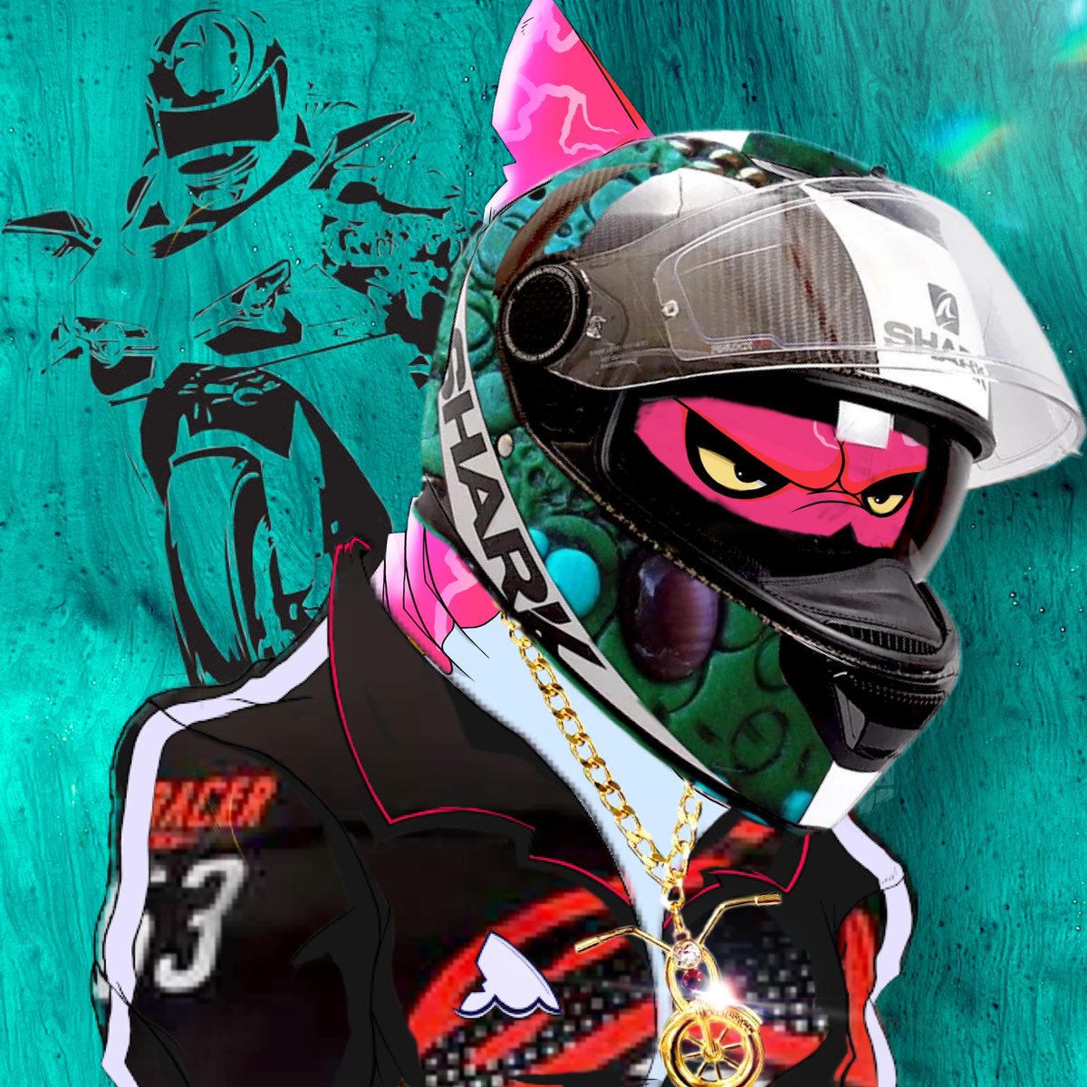 MasterKraftsmen's tweet photo. Let's rideout into 2022 with massive gains! #BloodintheWater🩸 #OGDerivatives #MetaSharksNFT #LongLiveTheShiv #FamilijaDesigns  @AleixEspargaro https://t.co/8GAaeyZnE9