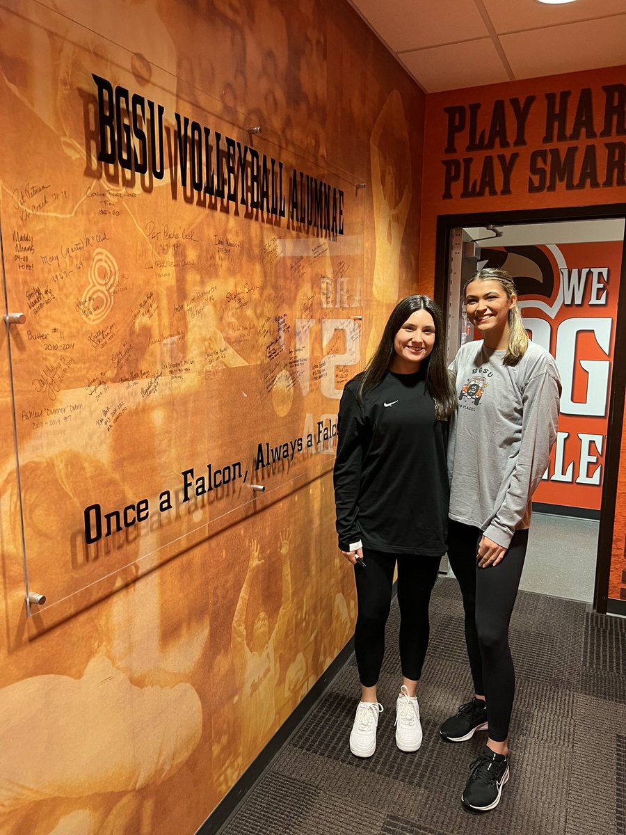 BGSUVolleyball's tweet photo. Five seasons later, Kerstie and Katie have added their signatures to our Alumnae Board! 

#OnceAFalconAlwaysAFalcon 

@kshaw06 @katiekidwell2 https://t.co/X32wY2VtON