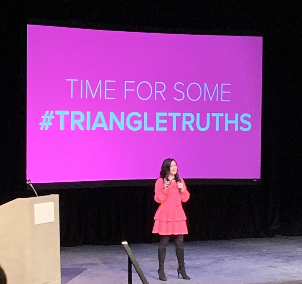 raleighchamber's tweet photo. Cindy Eckert drops major #TriangleTruths on the Launch 2022 crowd. @cindypinkceo #RCLaunch2022 https://t.co/cBeA6J7cVt