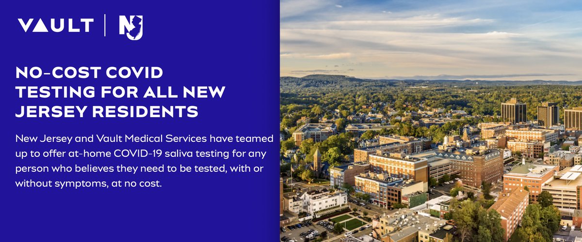 All New Jerseyans are eligible to receive a no-cost, at-home COVID-19 saliva testing kit. If you would like to be tested, you can order one of these kits by visiting: learn.vaulthealth.com/nj/