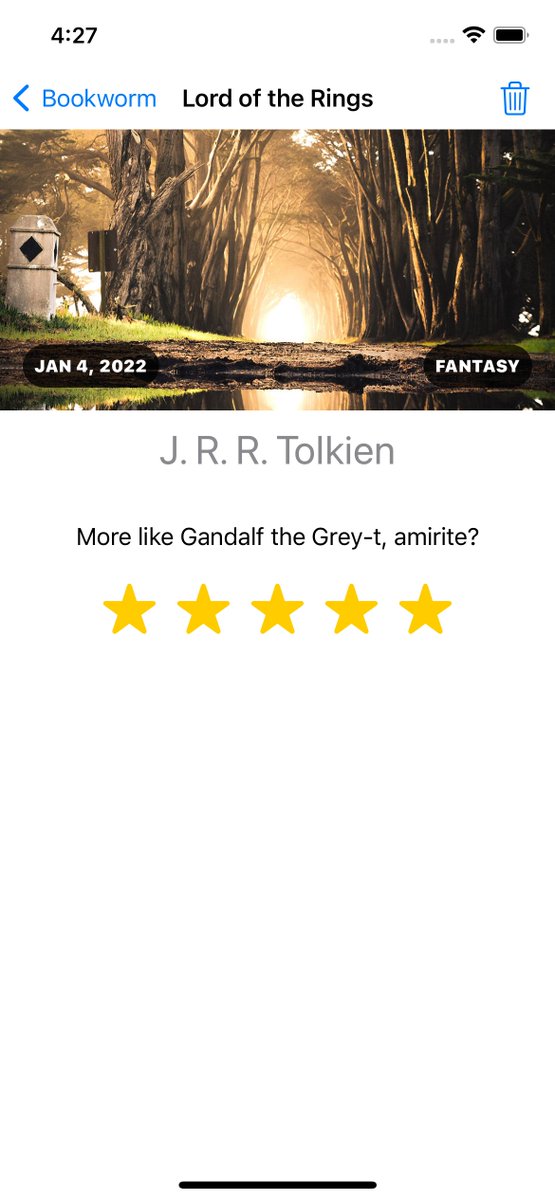 Henry_Ben_'s tweet image. Days 53, 54, 55, and 56 of #100DaysOfSwiftUI complete! I think the long-term benefits of CoreData will need to grow on me a bit, but maybe I’m just missing #SwiftPlaygrounds4? #iOSDev #Swift