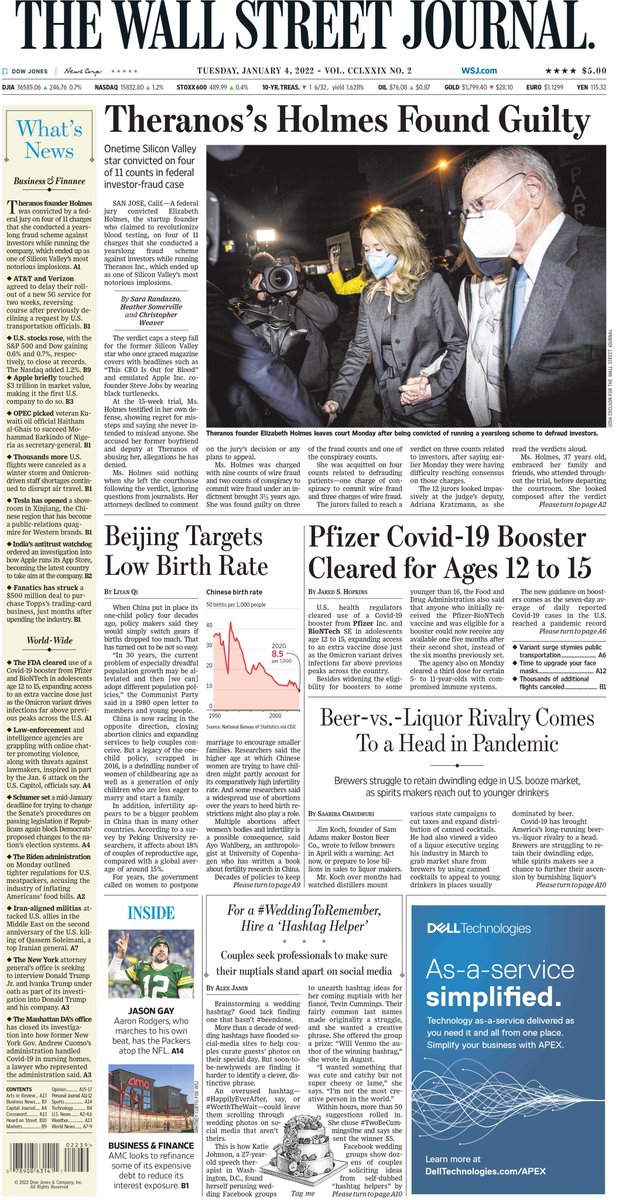 Turns out -- journalism matters.
Just more than six years after The Wall Street Journal broke the story of Theranos's deception, founder Elizabeth Holmes is found guilty on four counts of wire fraud.