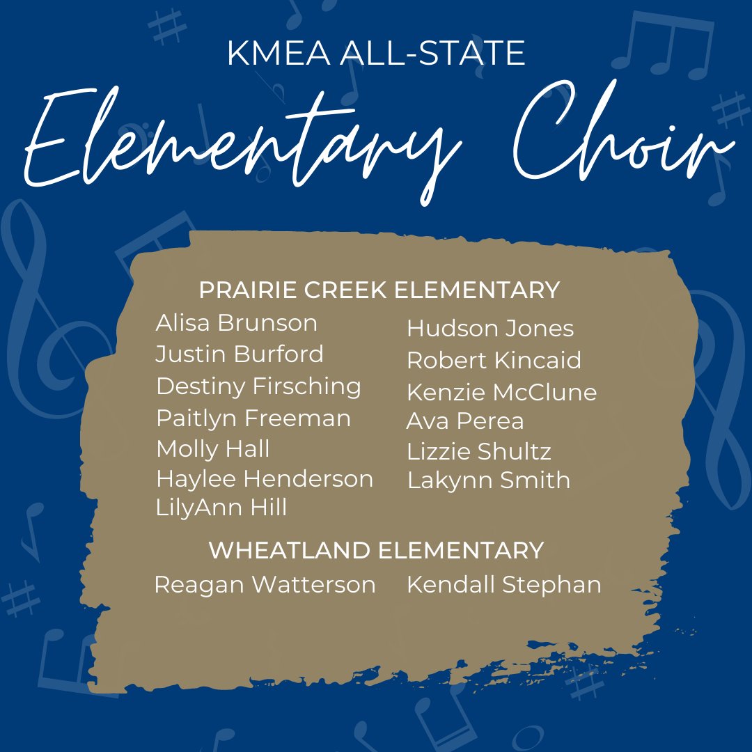 Congratulations to our 39 Andover singers who have been selected as members of this year's <a href="/ksmea/">KMEA</a> state honor choirs. We're proud of our talented students and the music educators who teach them! 

<a href="/AndoverHighKS/">Andover (KS) High School</a> <a href="/ACHSJaguars/">ACHS Jaguars</a> <a href="/AndoverMS/">Andover MS</a> <a href="/ACMS_Jaguars/">Central Middle</a> <a href="/PrairieCreek385/">Prairie Creek USD385</a> <a href="/Wheatland385/">Wheatland Elementary</a>