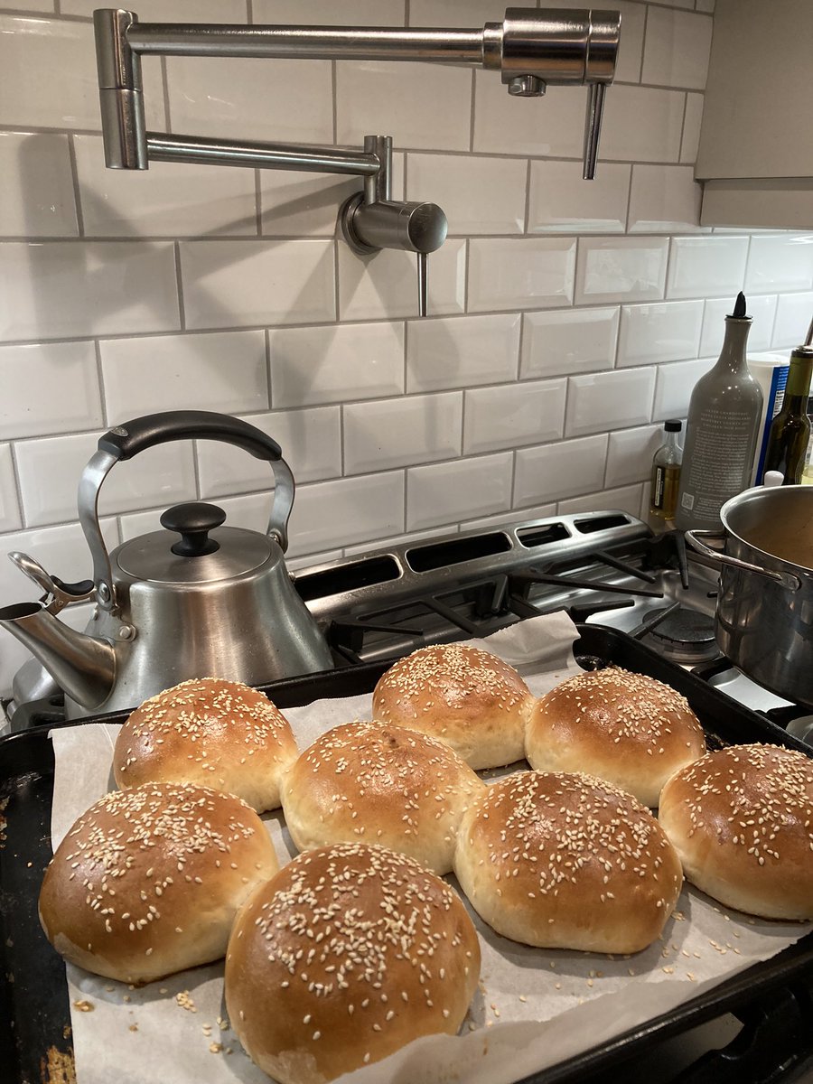 I may never buy hamburger buns again. Made these puppies today to enjoy with a pot of Seafood Chowder. #sourdough #nlseafoodchowder #stormyday
