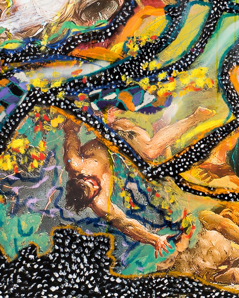 Close ups of a new canvas titled as / “battle of the Giants”