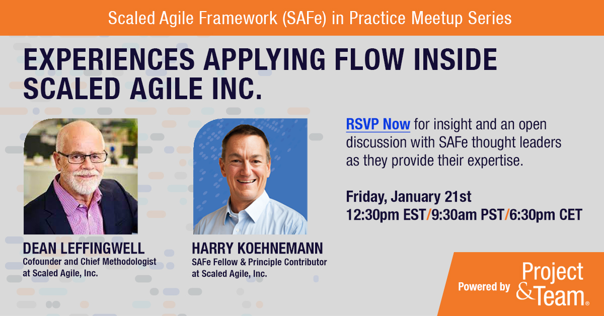We are excited to kick off the new year with Scaled Agile Framework (SAFe) in Practice Meetup Series! @Deanleffingwell &amp; <a href="/HarryKoehnemann/">Harry Koehnemann</a>  <a href="/ScaledAgile/">Scaled Agile</a> to be guest speakers on Jan 21 - Register here: meetup.com/Scaled-Agile-F… #meetup #agile #flow #thoughtleadership