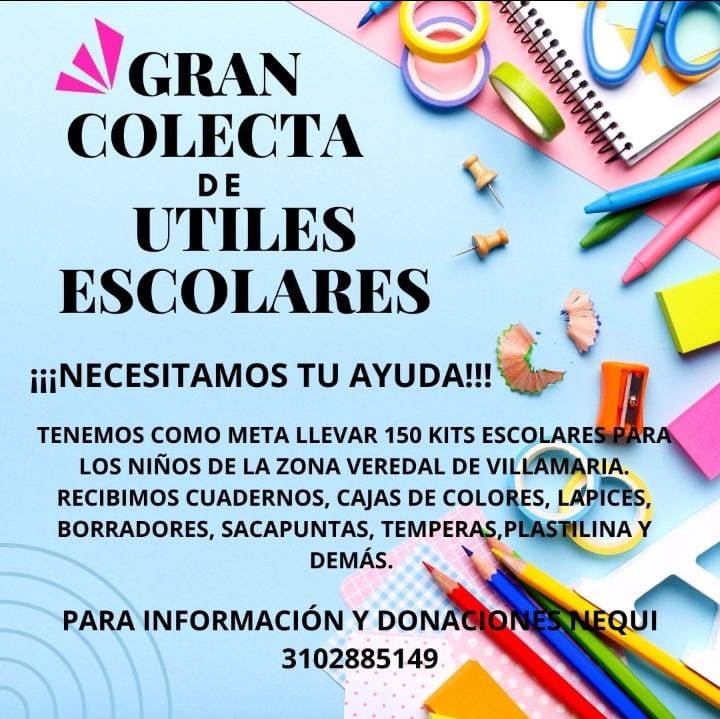 Estamos recogiendo útiles escolares con @Lafebr30 en la zona veredal de #Villamaría #Caldas