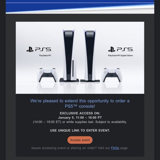 Tracker_Deals's tweet photo. [News: #PlayStation]

PlayStation sent out #PS5 invites for 1/5!

Check for emails - starts at 11AM PT! Only you can use the email link.✉️

Register for a chance to receive invites:
https://t.co/xHsRYQaEtk

♻️Retweet &amp; Follow for updates!
📸Credit: @Ooo19505016
#PS5Share #PS5drop https://t.co/FGWnli4EKe