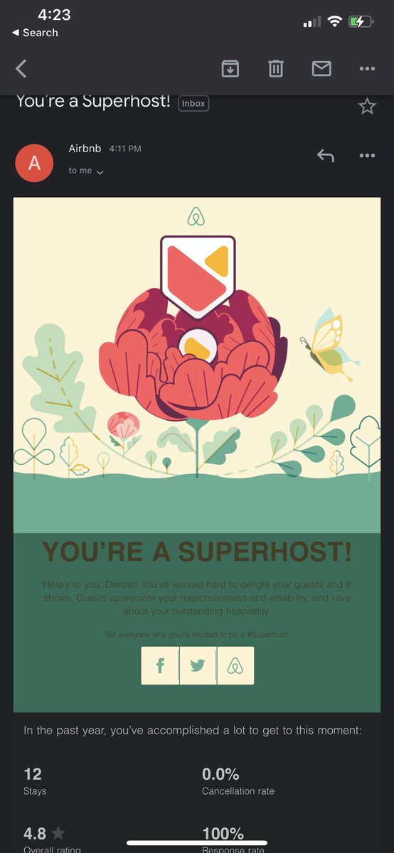 💪🏾 I’m a Superhost on Air BnB 🏡