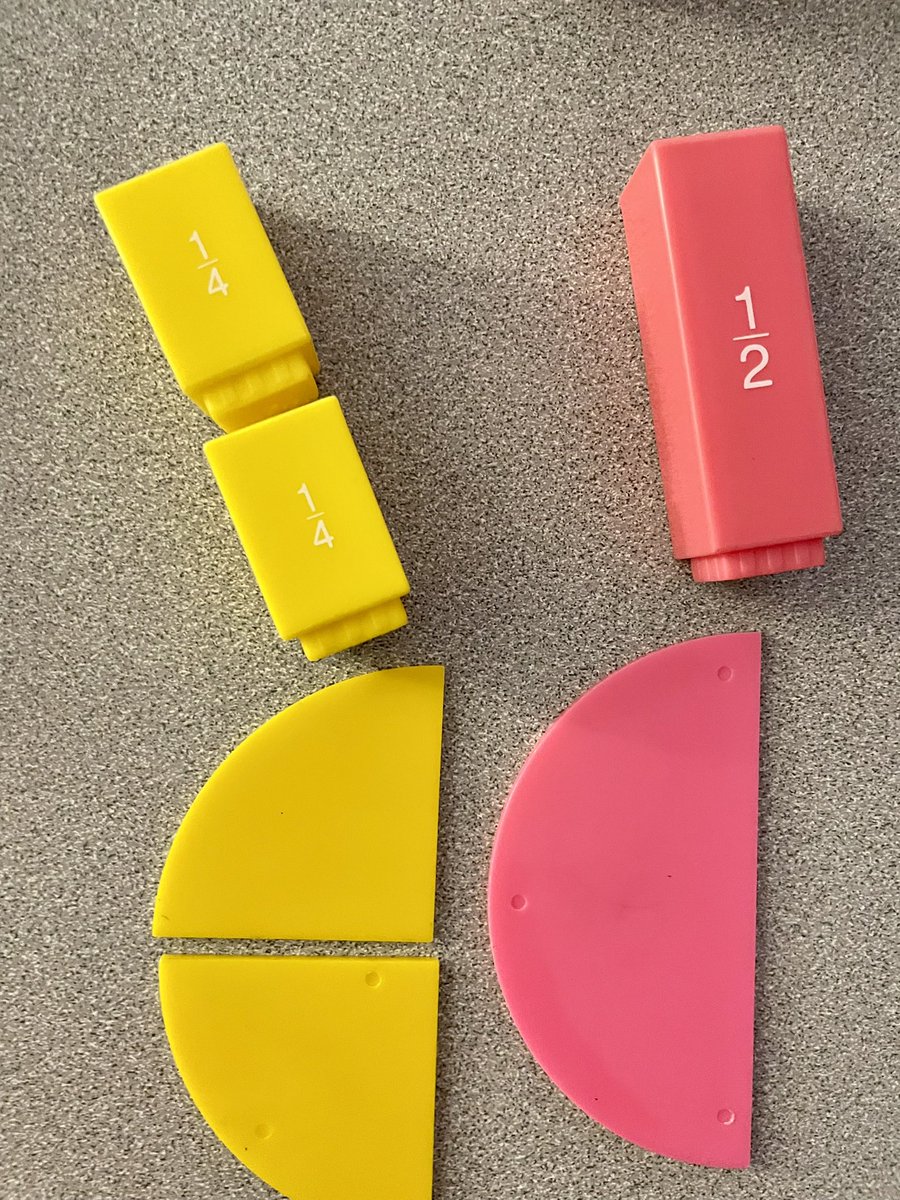 DShollar's tweet photo. Finding equivalent fractions with math manipulatives!! @PostmaPumas @cfisdmath https://t.co/78NGH68gaH
