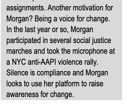 DrSam_PhD's tweet photo. Morgan using her bio in the @gatorsgym media supplement to discuss her social justice work.

@morgihurd is going to be such a special student-athlete. https://t.co/QxzrRpp6dF