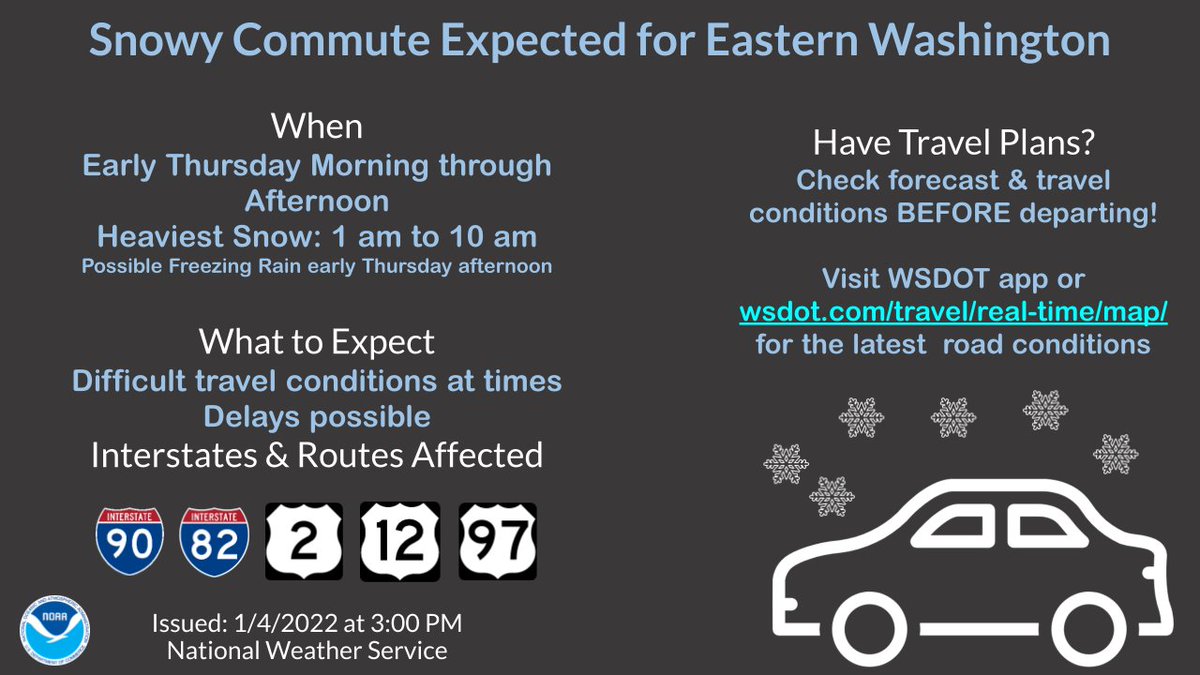 NWSSpokane's tweet photo. The next widespread snow event for the Inland northwest Wednesday night, Thursday and even Friday (Passes). Heavy snow, mixed rain and snow will impact Pass travel and lowland roads @WSDOT @WSDOT_east #wawx #idwx https://t.co/SpOsoDQSz5