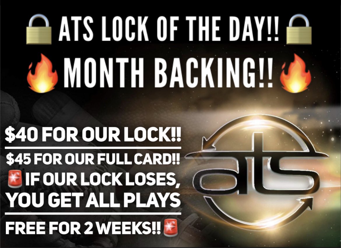 ATSSportPicks's tweet photo. 🔒DO NOT MISS TONIGHT’S LOCK!!🔒

https://t.co/rAX7URtijp

🔥8-2-1🔥 

#ATS #WeWinWhenYOUWIN  #sportsbetting #sportsbettingadvice #sportsconsultant #sportsconsulting #parlay #handicapper  #ncaa #nba #nhl #mlb #mls #giveaway #barstoolsportsbook #freepicks #parlay #parlaywinner https://t.co/tA3OsaKNTw