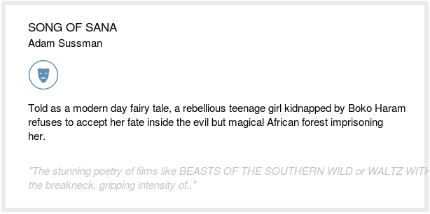 theblcklst's tweet photo. Read highly-rated scripts like SONG OF SANA by Adam Sussman on https://t.co/0Dl9HMLfLP. https://t.co/TUj86uIt4P #BlackListWeekendRead https://t.co/Rztzp77KsX