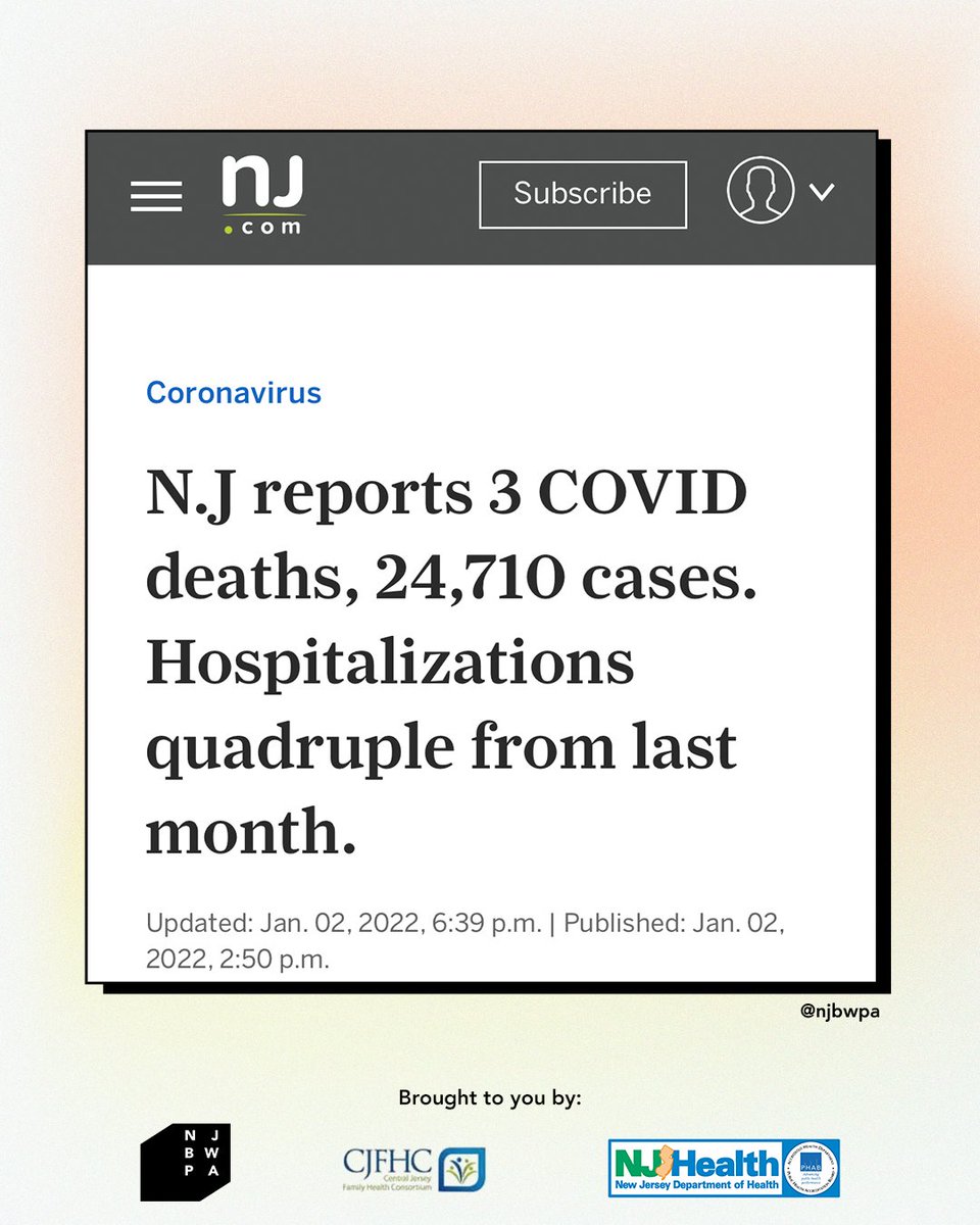 njbwpa's tweet photo. ❄️ Winter is playing no games and neither should you! 

📈 NJ Positive Test Record
Now: 28,512
Old: 6,922 (12.13.21)

👩🏾‍⚕️ Stay safe with:
• KN95 or N95 mask
• Vaccines &amp; booster
• Flu shot
• Social Distance

#ConnectServeSupport #BigVaxEnergy #FactsMatter #MaskUp ⁠#ELCGrant https://t.co/fGd13FPQoi