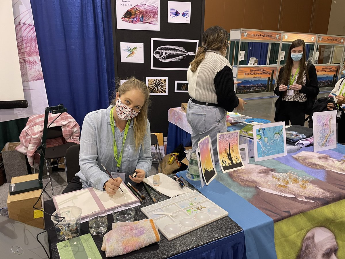 steroiddr's tweet photo. Meet the multi-talented @BirdBrainTosh for a watercoloring break at the @ICB_journal and @iobjournal booth during today’s poster session at #SICB2022! https://t.co/YVX5v1FQrY