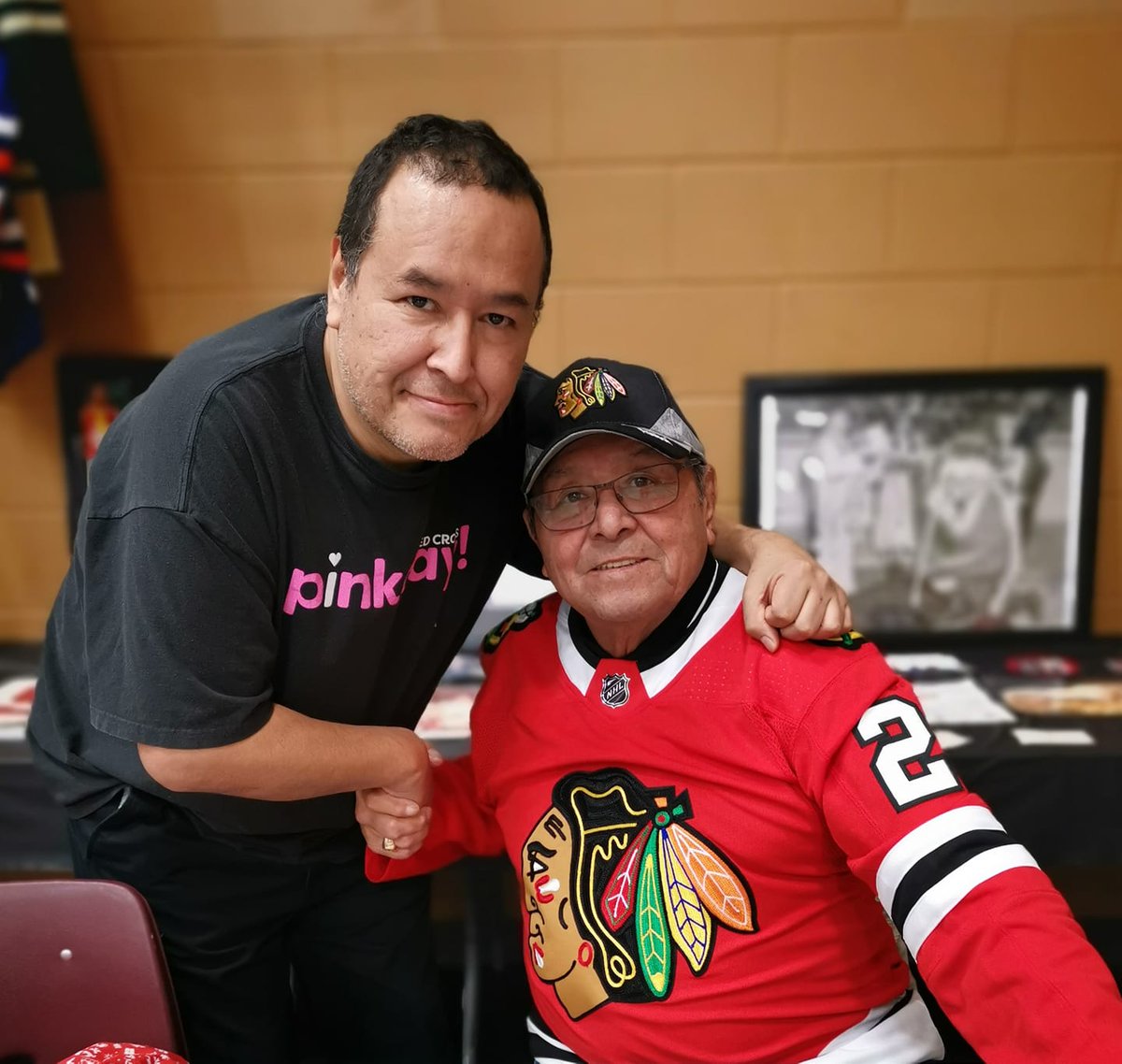 Cv2k's tweet image. # years ago, I got to meet Fred Sasakamoose, during s youth conference in La Ronge, SK. #laronge #smvs #llrib #NHL #chicagoblackhawks