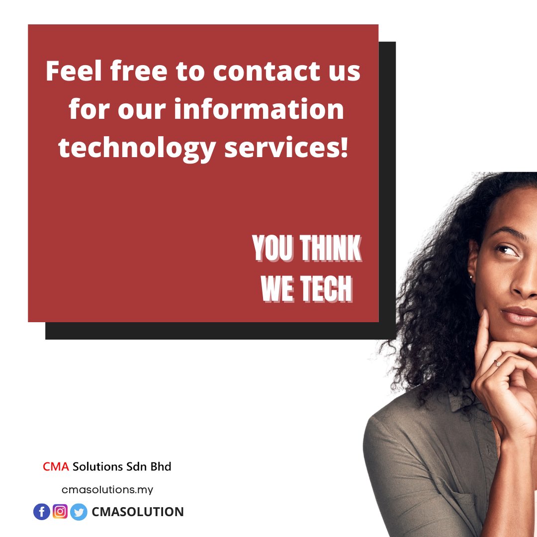 cmasolution's tweet photo. Do not hesitate. We are here to give you the best!
#cma #cmasolutions #malaysia #informationtechnology #IT #best #software #web #webdesign #ITsupport https://t.co/rXmeC99GXu