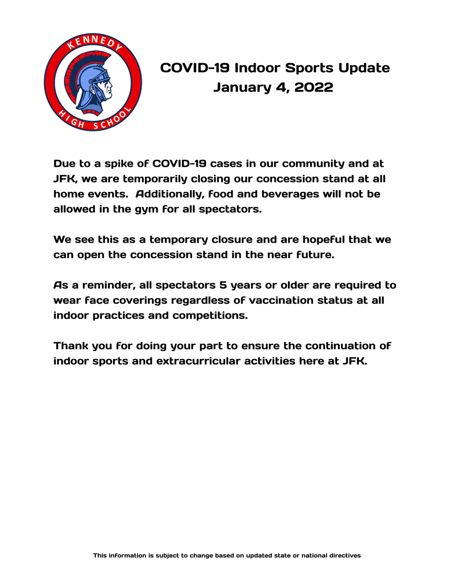 Kennedy_MtAngel's tweet photo. COVID-19 Indoor Sports Update https://t.co/ERV4NHK2zr