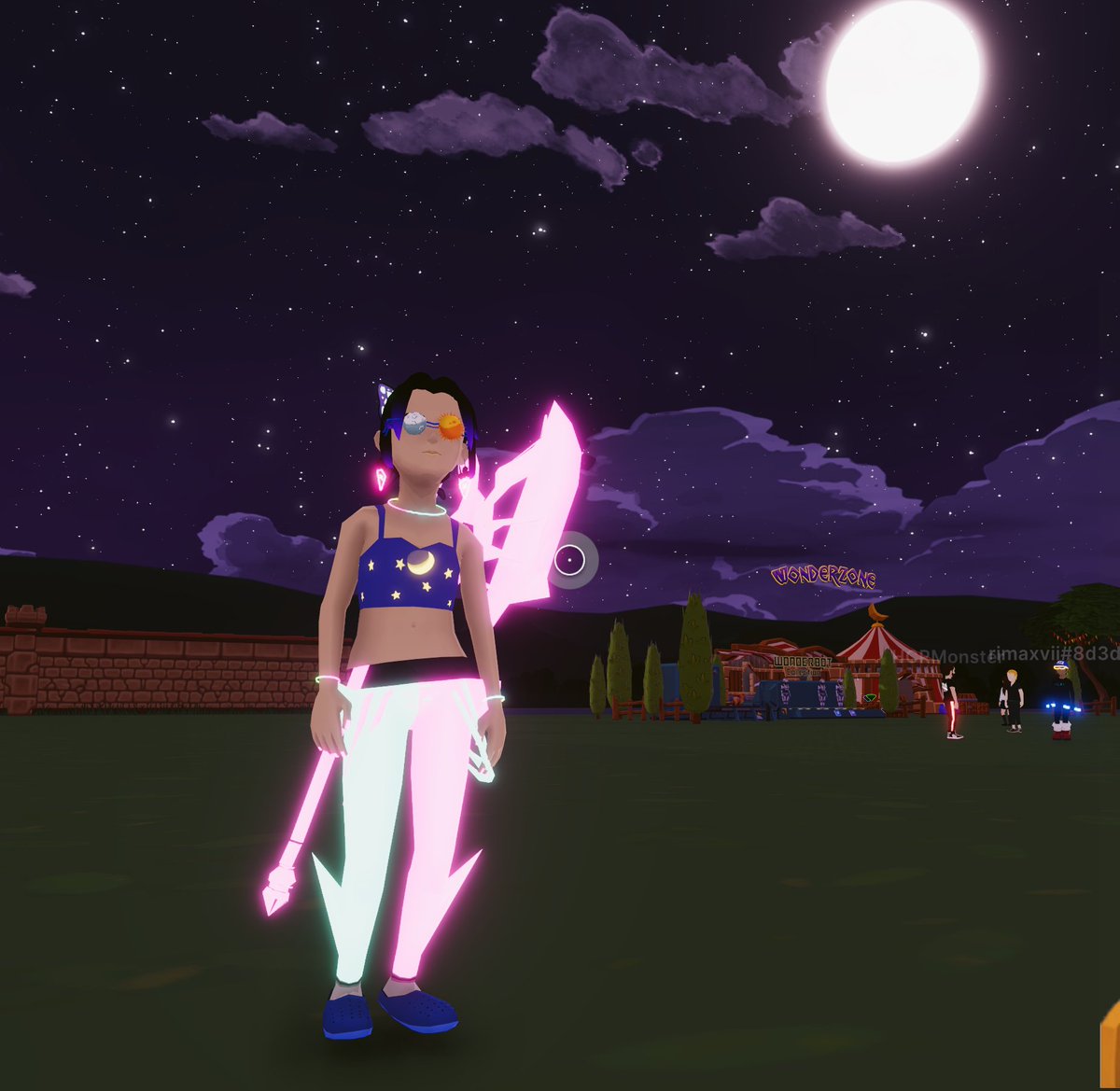 stacystarz21's tweet photo. Glowing in @decentraland!! love the top from @manadaiquiri, earrings by @MetaBunniez, pants + bad ass reaper by @krakenteach<3 <3 <3 https://t.co/mX22ictljx