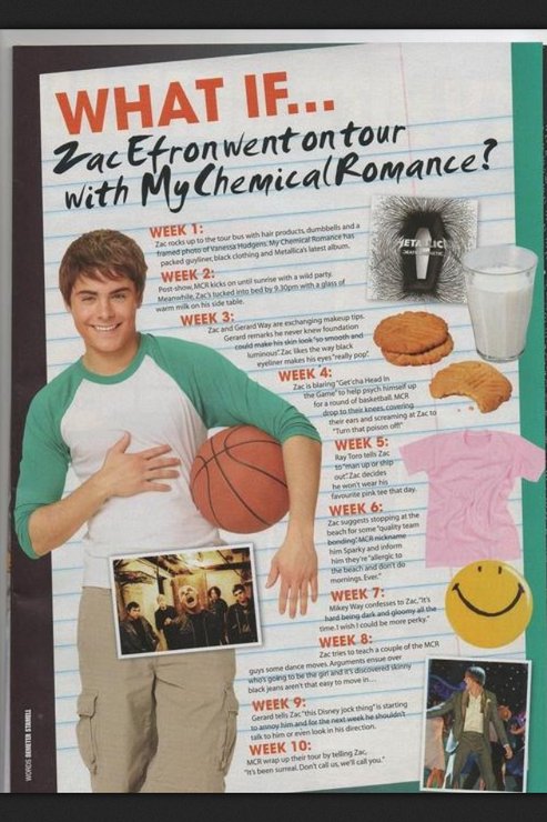 EM0C0RPS's tweet photo. the best piece of music journalism of all time: what if zac efron went on tour with my chemical romance https://t.co/WvhrNnmNmm