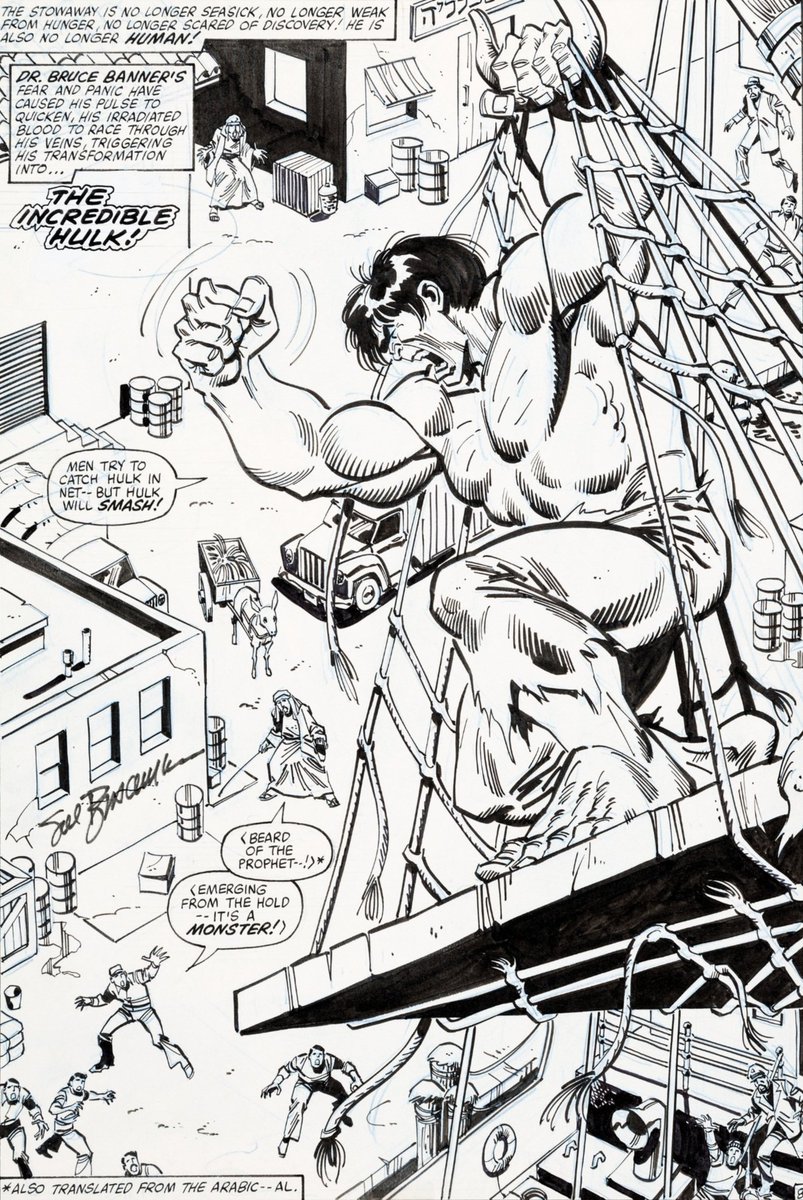 HFoh's tweet photo. "Men try to catch Hulk in net....but Hulk will smash!"
A splash page from The Incredible Hulk # 256 by Sal Buscema.
#salbuscema #billmantlo #brucebanner #theincrediblehulk #marvelcomics #marvelcomics #rhecosmiccomicbookbroadcast #comicbookbroadcaster #comicbooks #splashpages https://t.co/XX7sDIpWtz