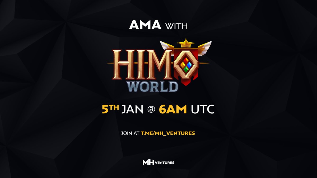 bryanlreal's tweet photo. 🎙️@himoverse is doing an AMA with MH Ventures today, Jan 5th at 6AM UTC guys!
⭐️Join to learn more about Himo World and keep updated with their incoming plan.
⏰Set you clock for not missing it!
#CoinLAB #HimoWorld https://t.co/liUKQEoRFs