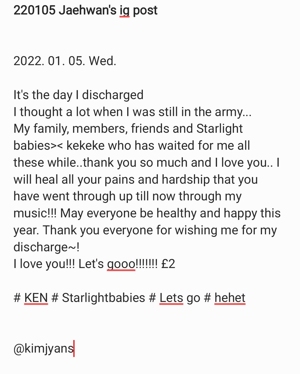 kimjyans's tweet photo. 220105 jaehwan's ig post 

welcome back bb @jaehwany0406 ❤

#흰눈처럼_돌아온_재환이
#WelcomeJaehwan https://t.co/uCiUv2Lesm