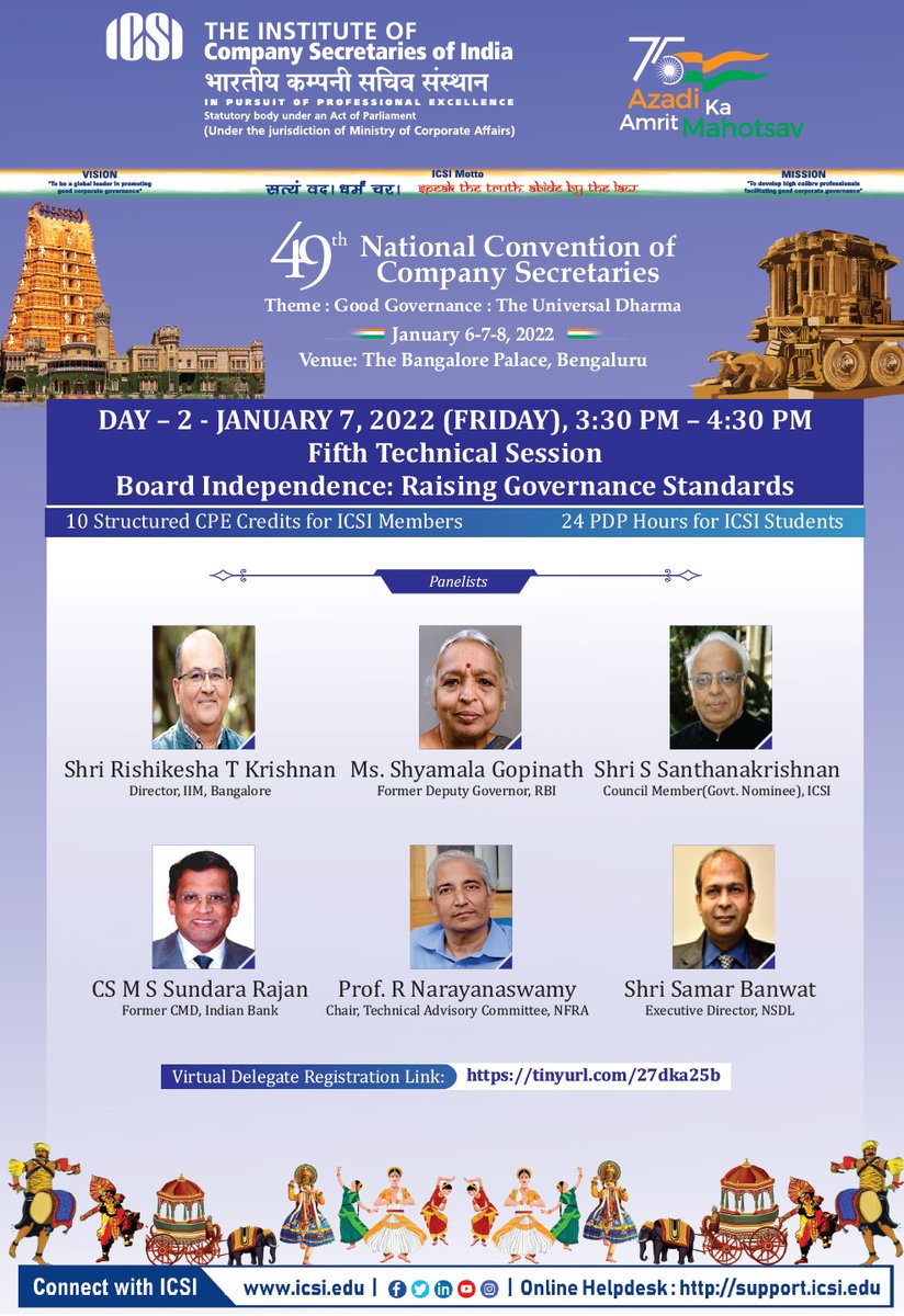 icsi_cs's tweet photo. #BoardIndependence: Raising #Governance standards - Fifth Technical Session at the #ICSIConvention #ICSINationalConvention. For virtual Registration log on to https://t.co/xO3lXPsSFY https://t.co/sCDHKRSWDV