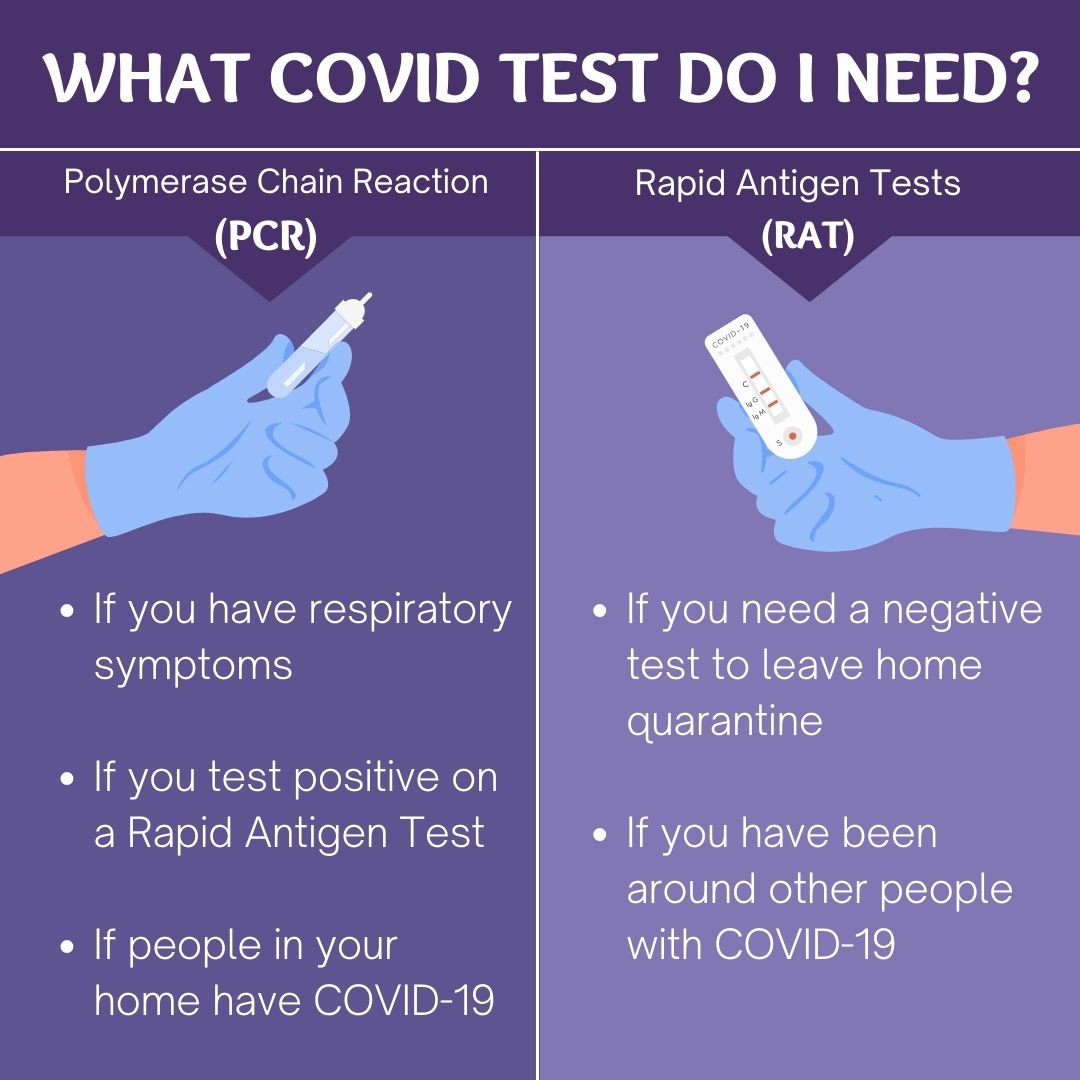 qldhealth's tweet photo. We use two types of tests to detect COVID-19 in Queensland. PCR tests, which are carried out in special facilities,and Rapid Antigen Tests (RATs), which can be done at home.

To see which one you might need, look at our post below 👇

Full details 👉
https://t.co/D9qAjyiv4o https://t.co/rtZuIEtxzl