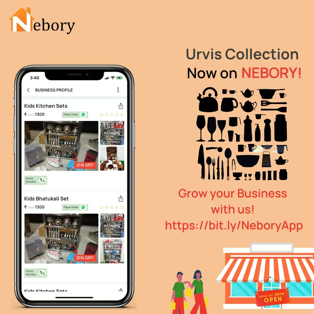 NeboryApp's tweet photo. NEBORY provides an excellent opportunity for homepreneurs to feature your products/services on  "Nebory Social Market Place" to get more business.  Let's welcome aboard "Urvis Collection" on Nebory - Specialized in kitchen sets.

#celebratinghomepreneur https://t.co/8U8YhyMlSl