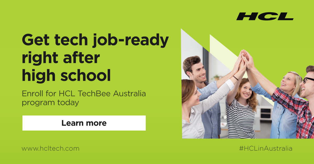 hcltech's tweet image. Start your #career early, right after high school—stay ahead of the competition with the HCL #TechBee program, a gateway of opportunities for school-leavers in Australia planning for a career in #technology. Learn more: bit.ly/3oTADmi #HCLinAustralia #AustraliaJobs