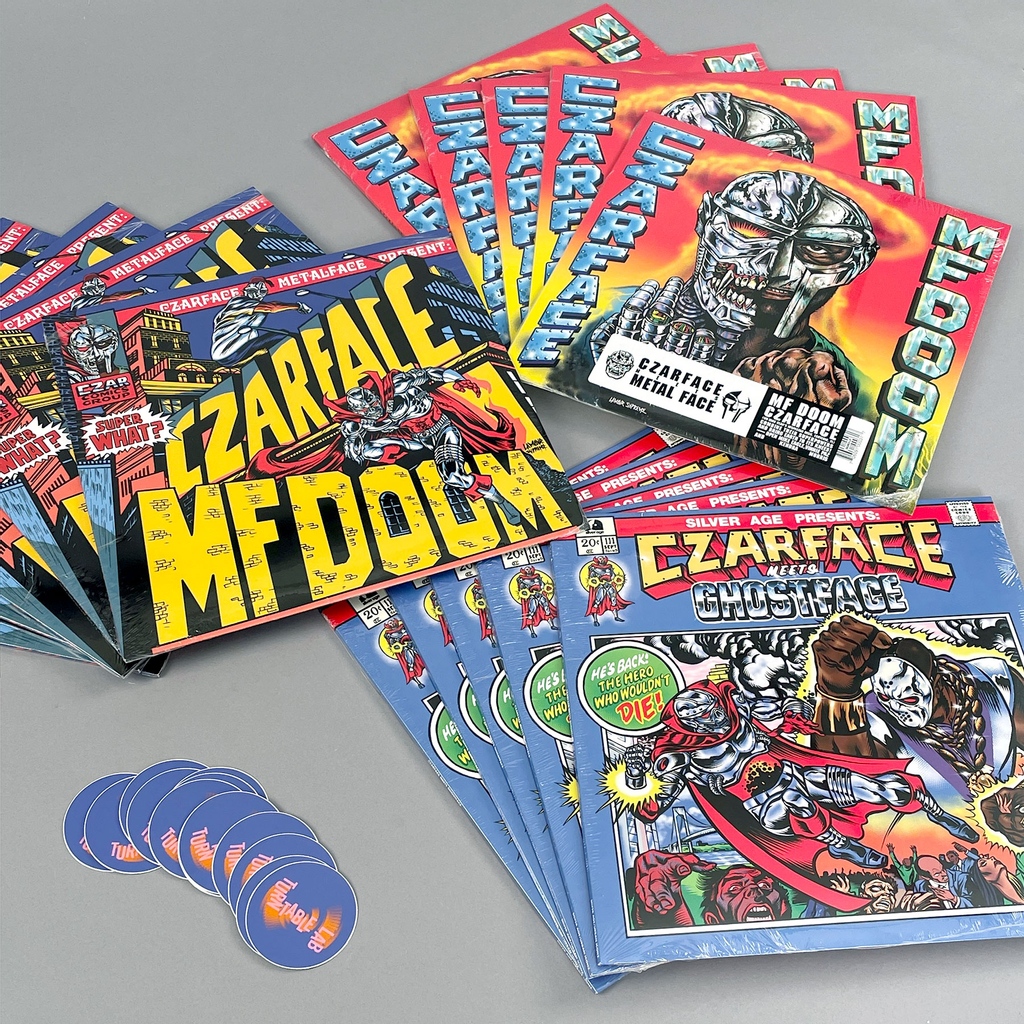 TurntableLab's tweet photo. the odd czar against us... rap supergroup #Czarface (@Czarface_Eso, @DJ_7L + @INSpectahDECKWU) face off w/ @MFDOOM, @GhostfaceKillah + DOOM again 💥 all 3 back in stock!
⫸ https://t.co/R5sqm5mFeV
#mfdoom #superwhat #ghostface #7landesoteric #wutangclan #inspectahdeck #wutang https://t.co/t3wuilnJVO
