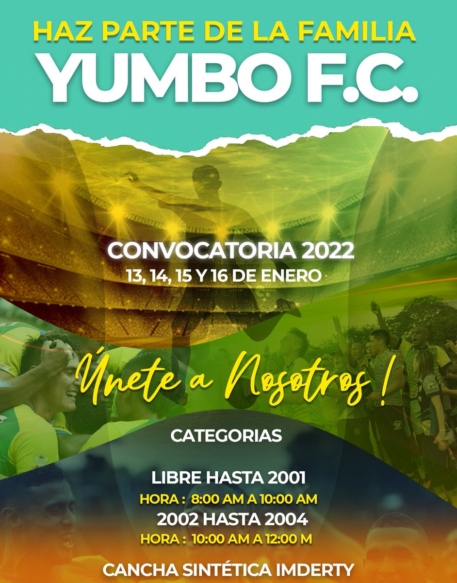 YumboFC's tweet photo. Ven y hagamos juntos el sueño realidad.
#SomosYumboFC
@jorgepubliradio @supercombocali @JeferPina https://t.co/faGmllmryH