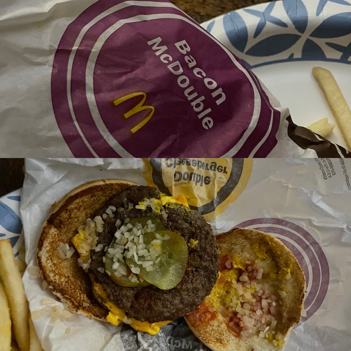 NScottPyburn's tweet photo. @McDonalds Getting sick and tired of WRONG orders from your drive thru. Bacon McDoubles especially for the price should have Bacon on them. Not McLovin it. 😡 https://t.co/U5sdHLi43b