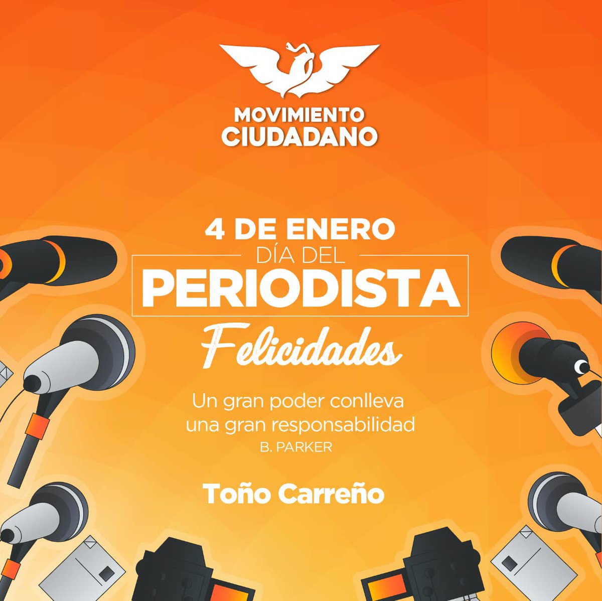 Felicidades a todas y todos los compañeros periodistas. Su trabajo diario abona a la democracia. #DíaDelPeriodista