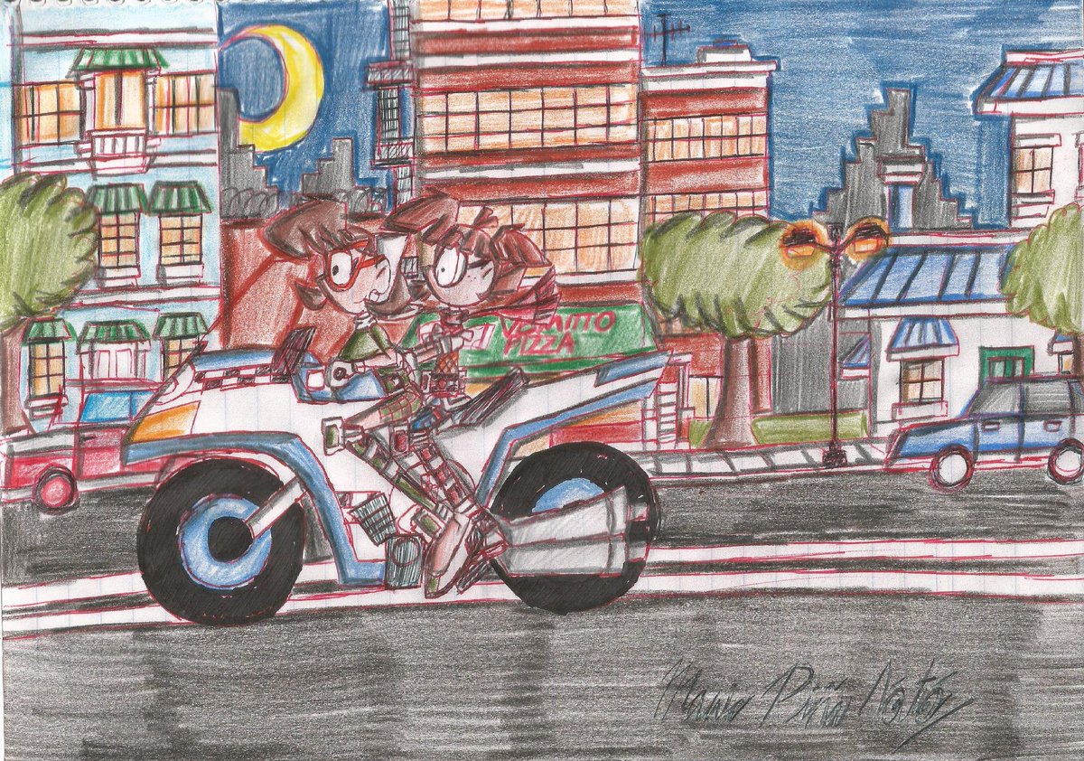 Matsumaru_kun's tweet photo. #BestDrawingsOf2021
Arnold Stillion "Agent X9Z" and Penny Peski having a night ride.

#ArnoldStillion
#AgentX9Z
#PennyPeski
#SmartlyNerdy
#MarioStrikerMurphy
#nightride
#motorcycle https://t.co/8Z2LYchAlv