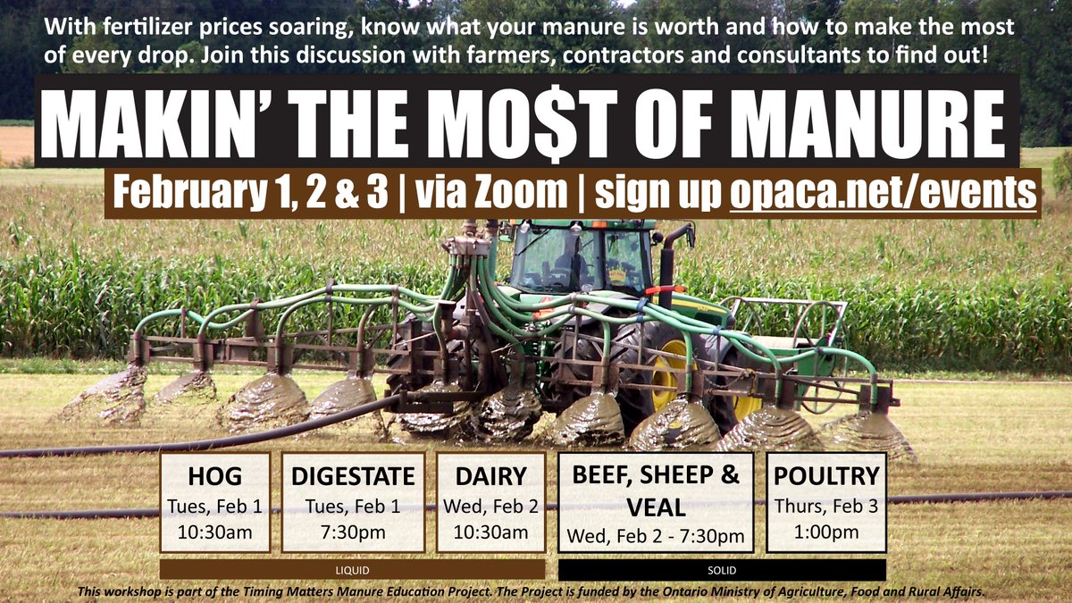 Know what that s#!t is worth!? We had so much fun last year, we're running these sessions again! Sign up on our website opaca.net/events #OntAg.